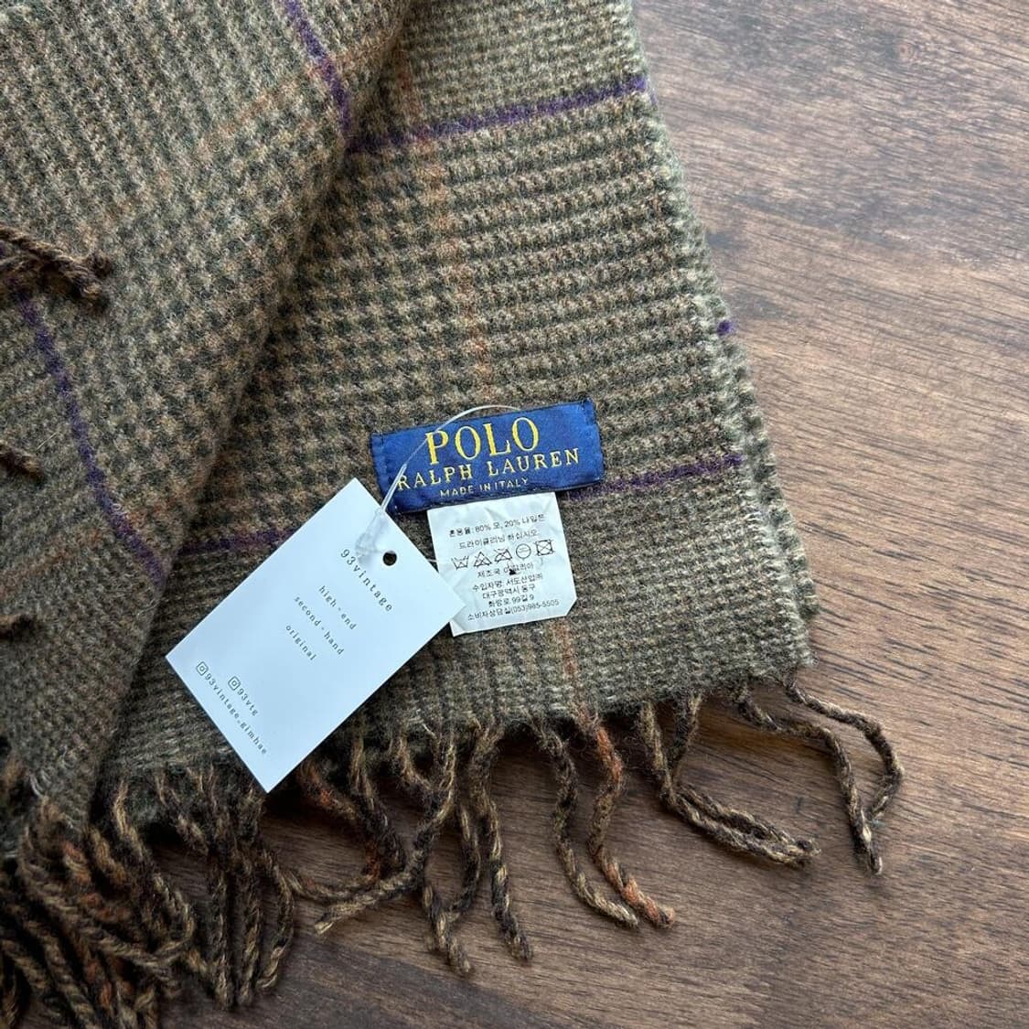 12864 - 폴로 랄프로렌 브라운 체크 울 머플러 (울 80%) 상품이미지2