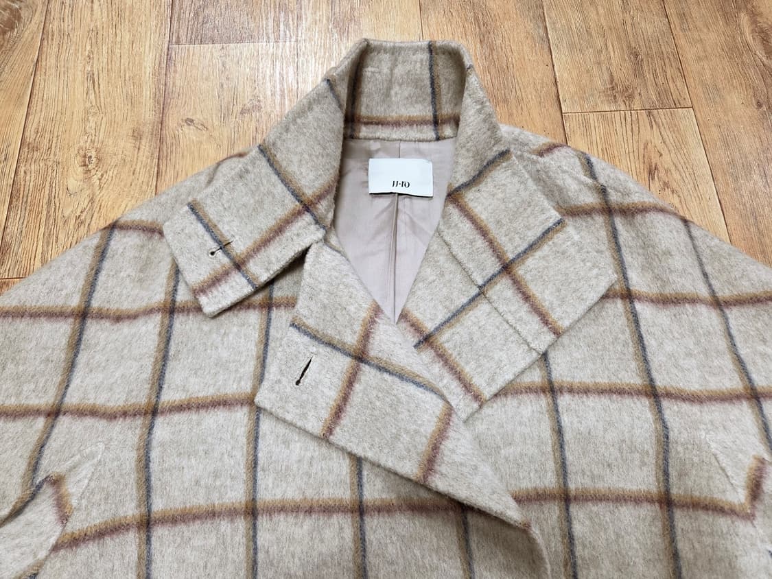 JJ지고트 JJ-RO 투웨이 카라 캐시울 체크코트 프리사이즈 상품이미지5