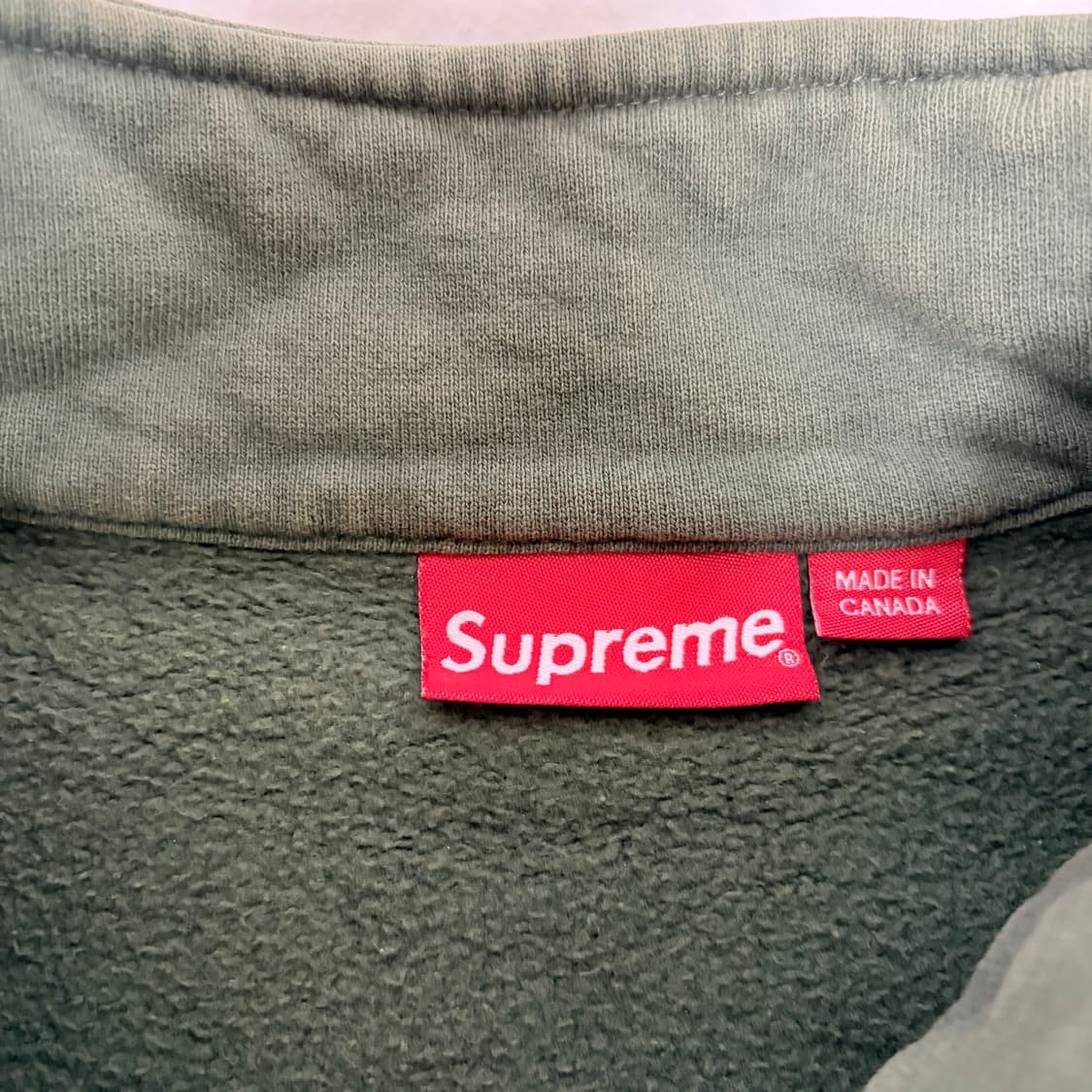 슈프림 투톤 하프집업 스웻셔츠 맨투맨 그린 레드 상품이미지3