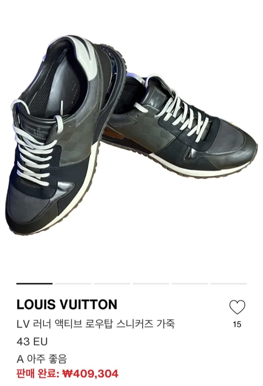  정품 8.5) 루이비통 카키 다미에 런어웨이 스니커즈 275~280 상품이미지9