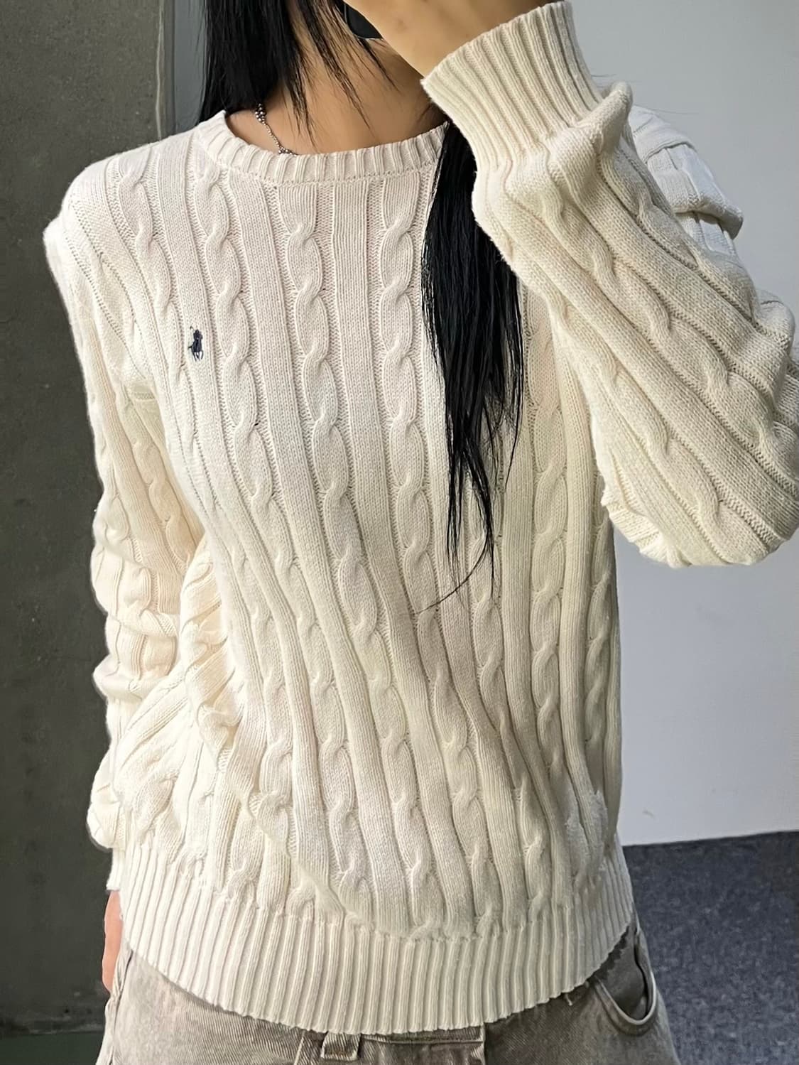 폴로 랄프 로렌 QR 라벨 케이블 니트 상품이미지2