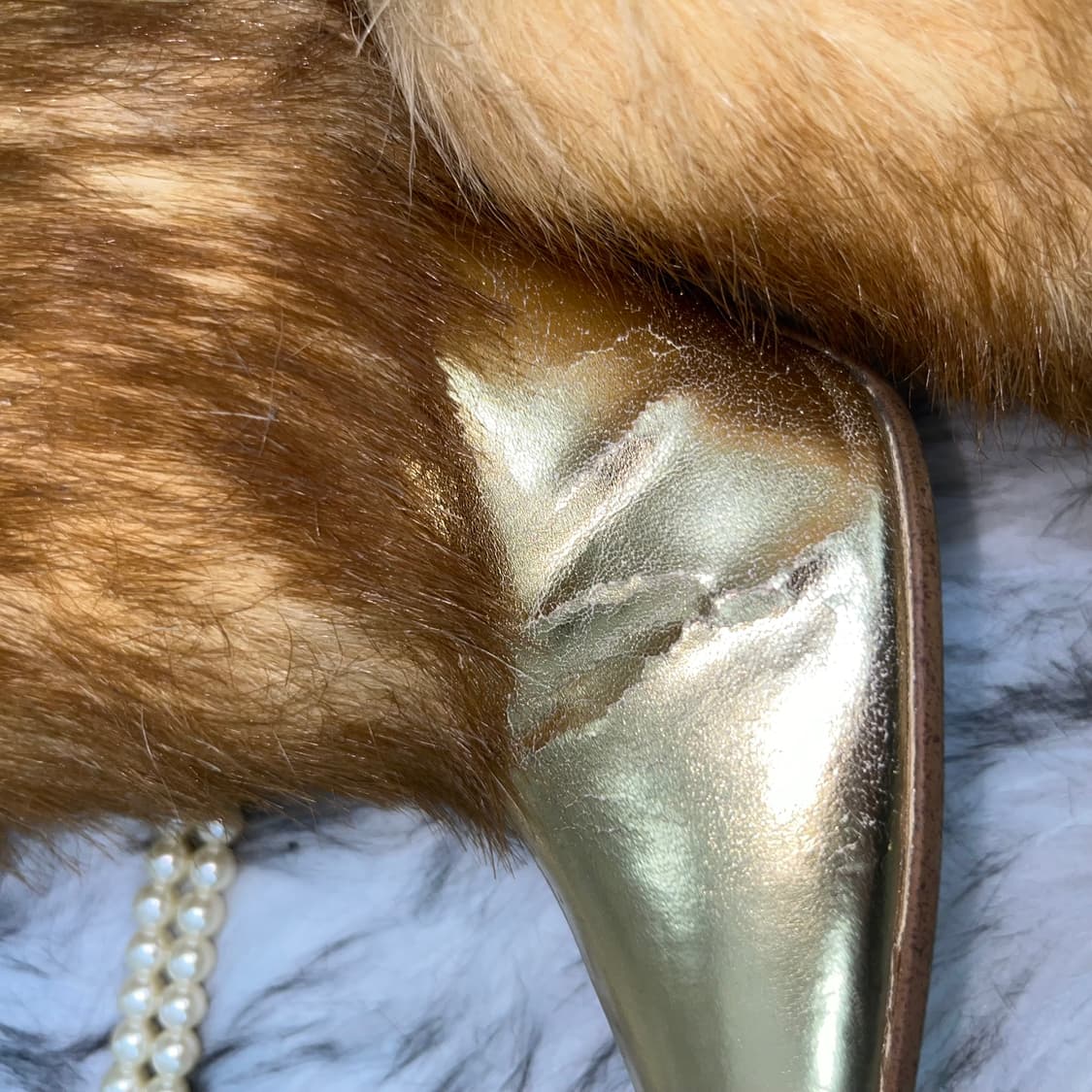 빈티지 골드 퍼 앵클힐 상품이미지4