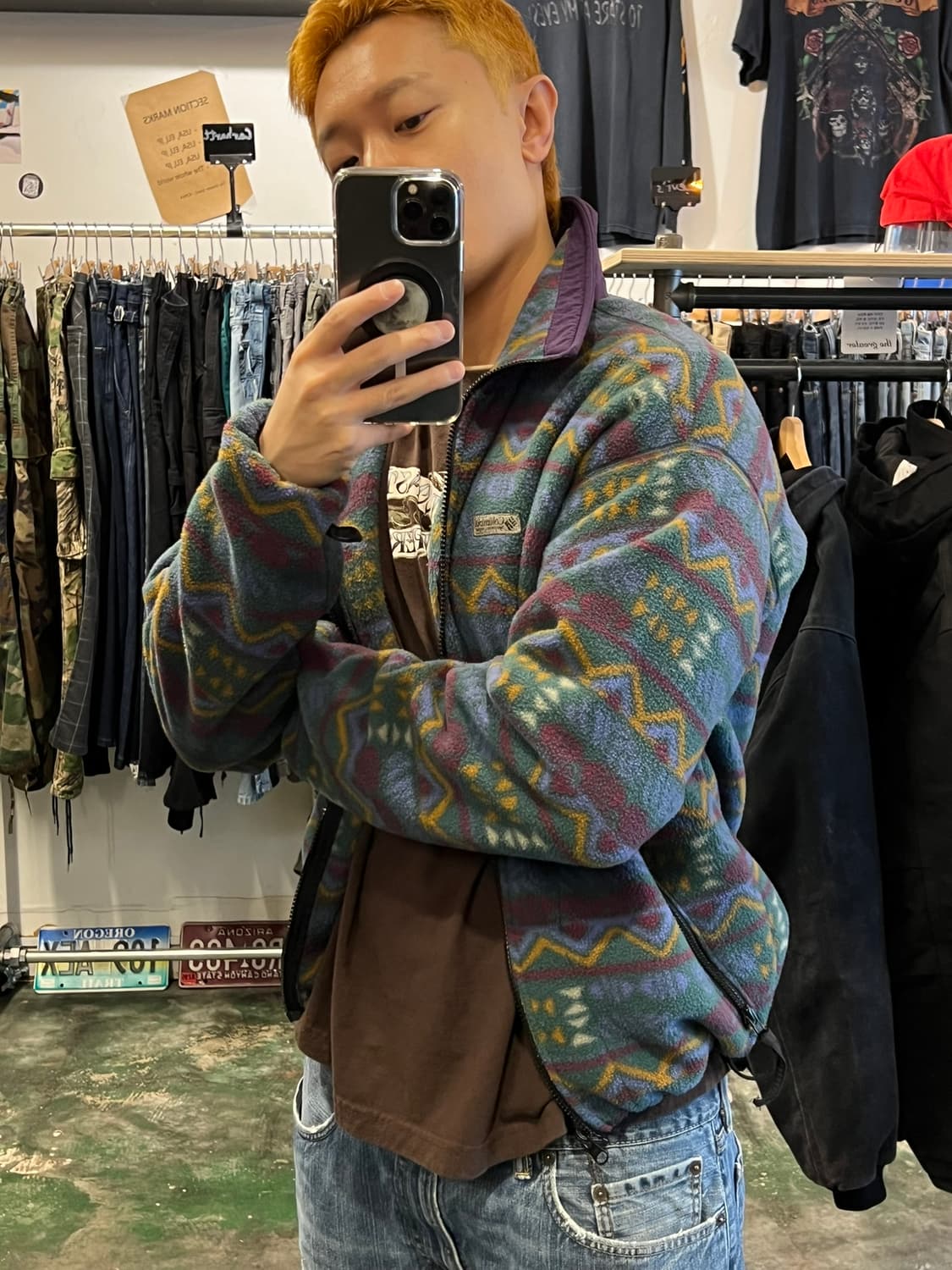 90's [M] 올드 콜롬비아 빈티지 아즈텍 플리스 자켓 USA 상품이미지3