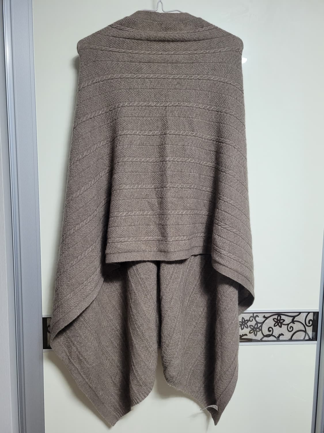 고요 캐시미어 100% 케이블 버튼 빅 숄 상품이미지3