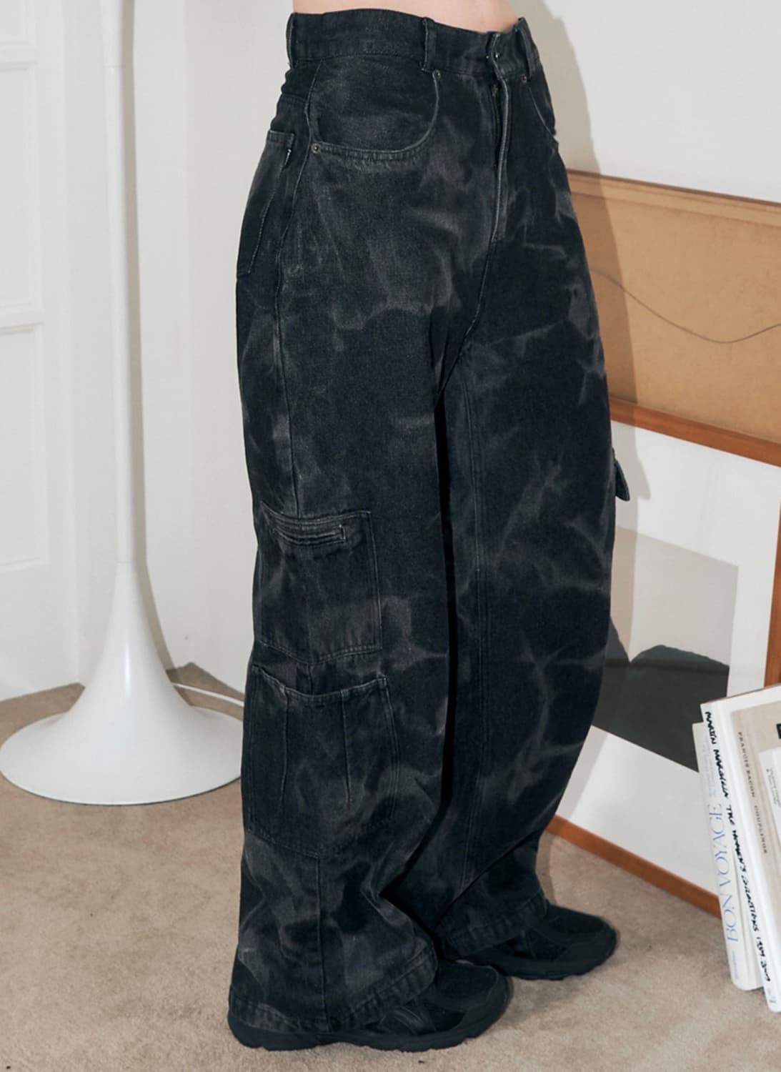 리플 워싱 데님 팬츠 (BLACK) M 상품이미지3