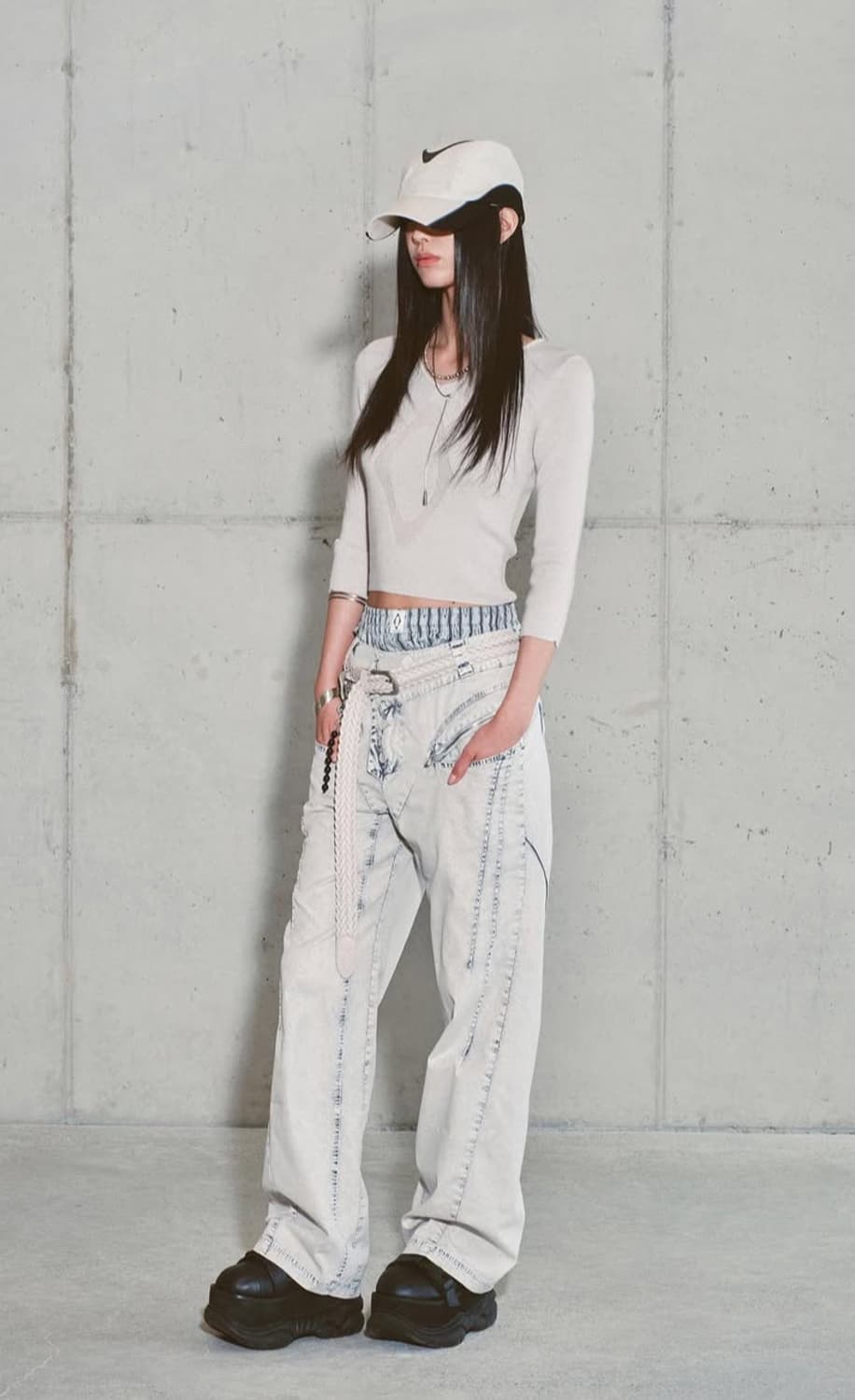 미스치프 BLEACHED PINTUCK PANTS-GREY S사이즈 상품이미지6