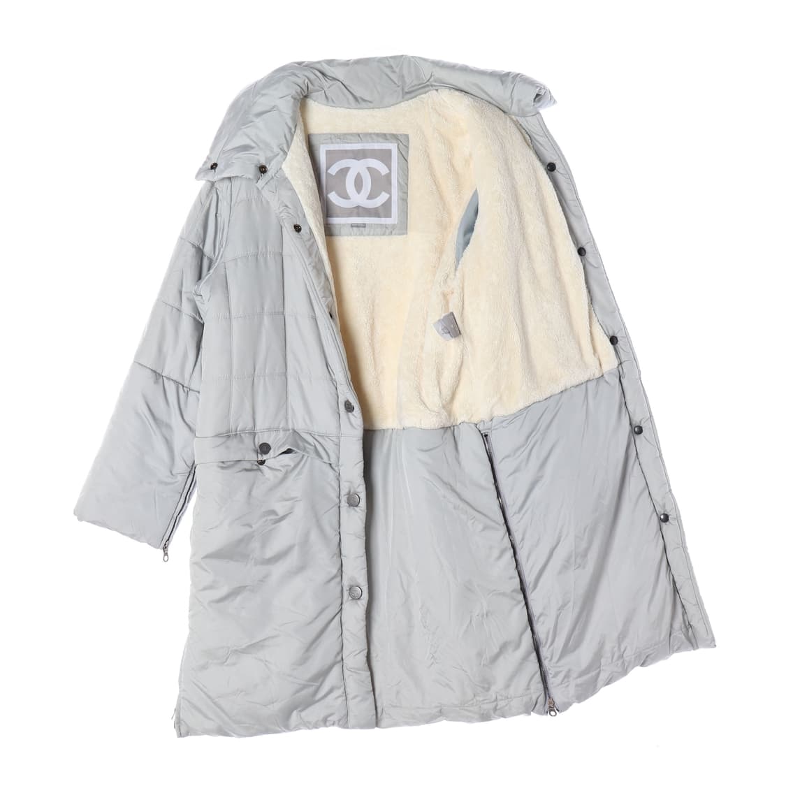 [M]샤넬 그레이 로고 버튼 양털 안감 롱 패딩 파카 점퍼
 상품이미지2