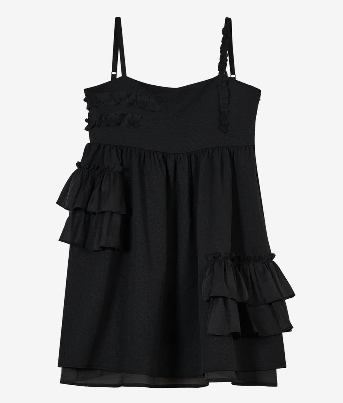 타입서비스 러플 슬리브 볼륨 드레스 블랙 베이비돌 상품이미지2