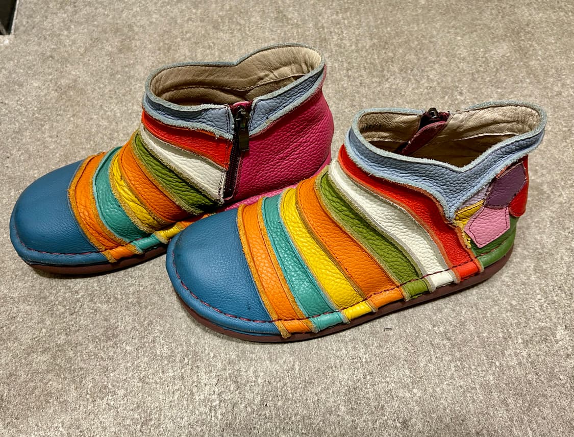 빈티지 레인보우 무지개 패치워크 모리걸 오리엔탈 신발 부츠 상품이미지2