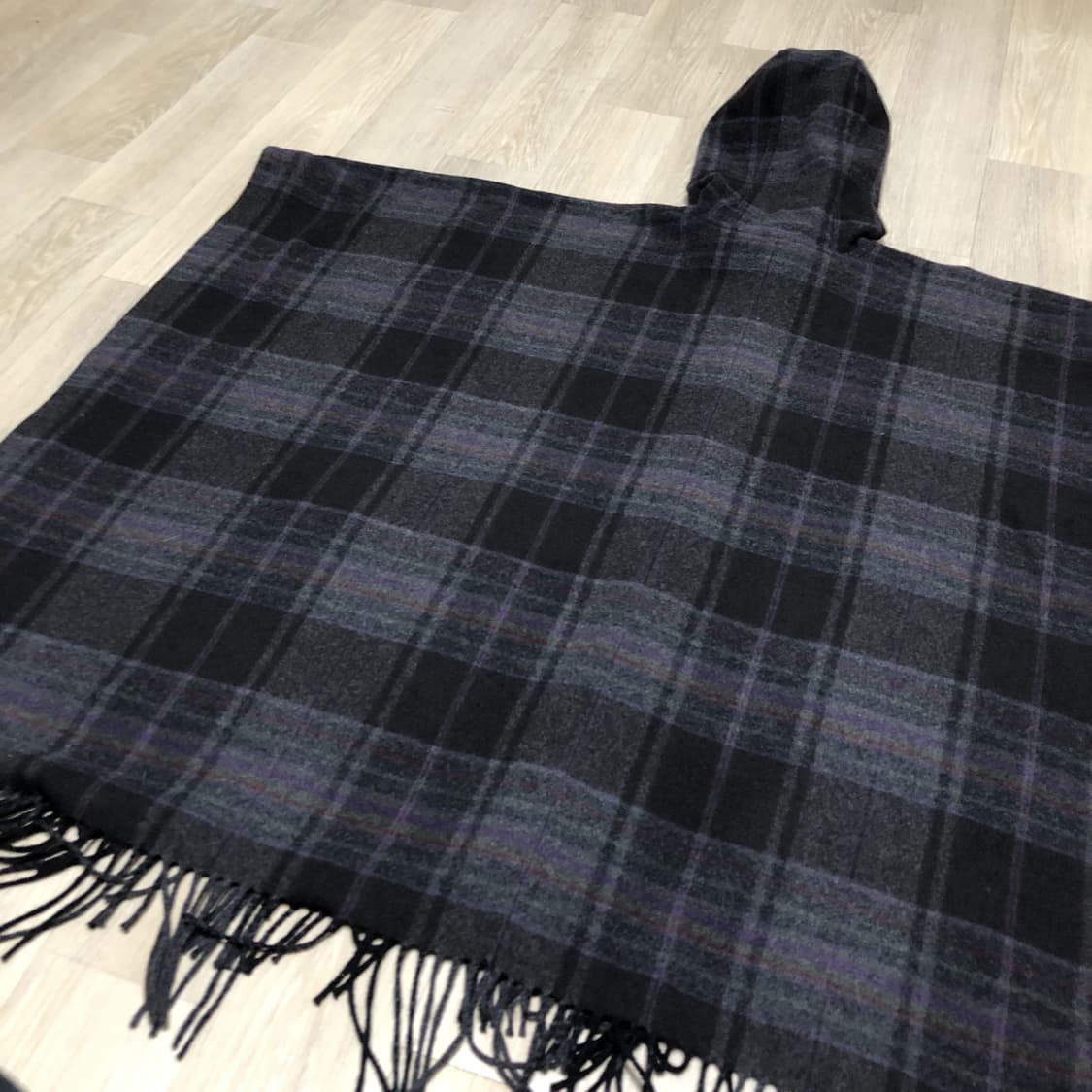 (ONE SIZE) 폴로 랄프로렌 POLO 체크 패턴 판초 머플러 상품이미지8