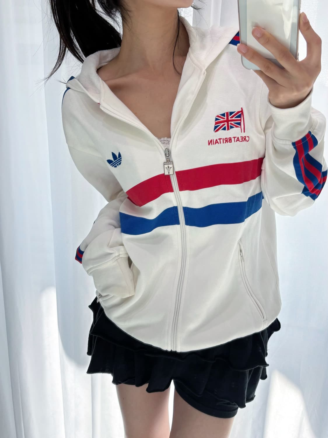 Adidas 아디다스 화이트배색 영국 후드 코튼 져지 상품이미지3