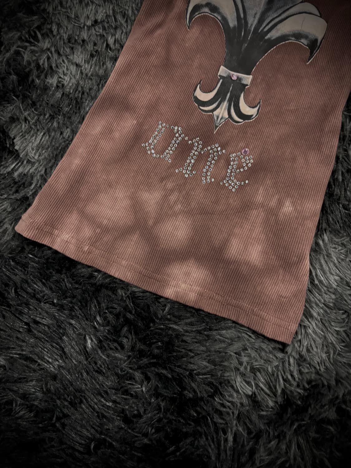 브라운 고딕 실버 프린팅 골지 슬리브리스 상품이미지3