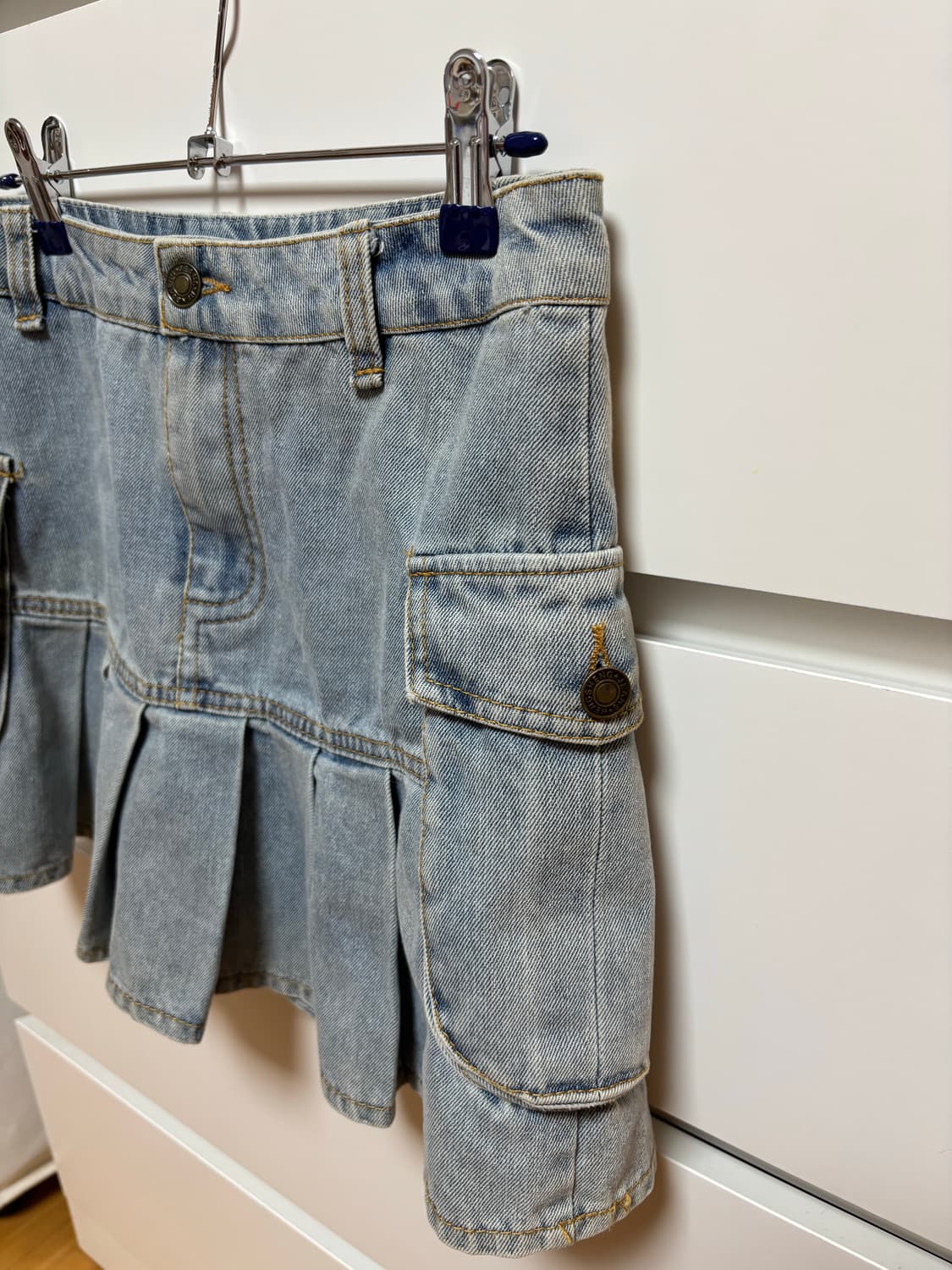 로우라이즈 데님 미니 스커트 핸드메이드워싱워크 상품이미지4