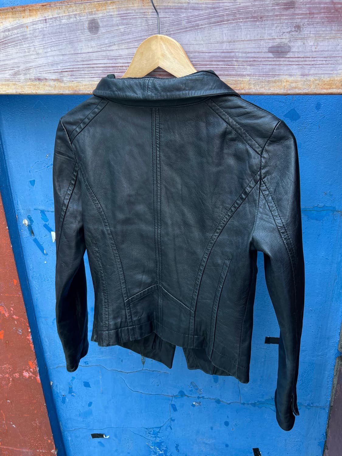 Vintage (W) High Neck Leather Jacket 상품이미지3