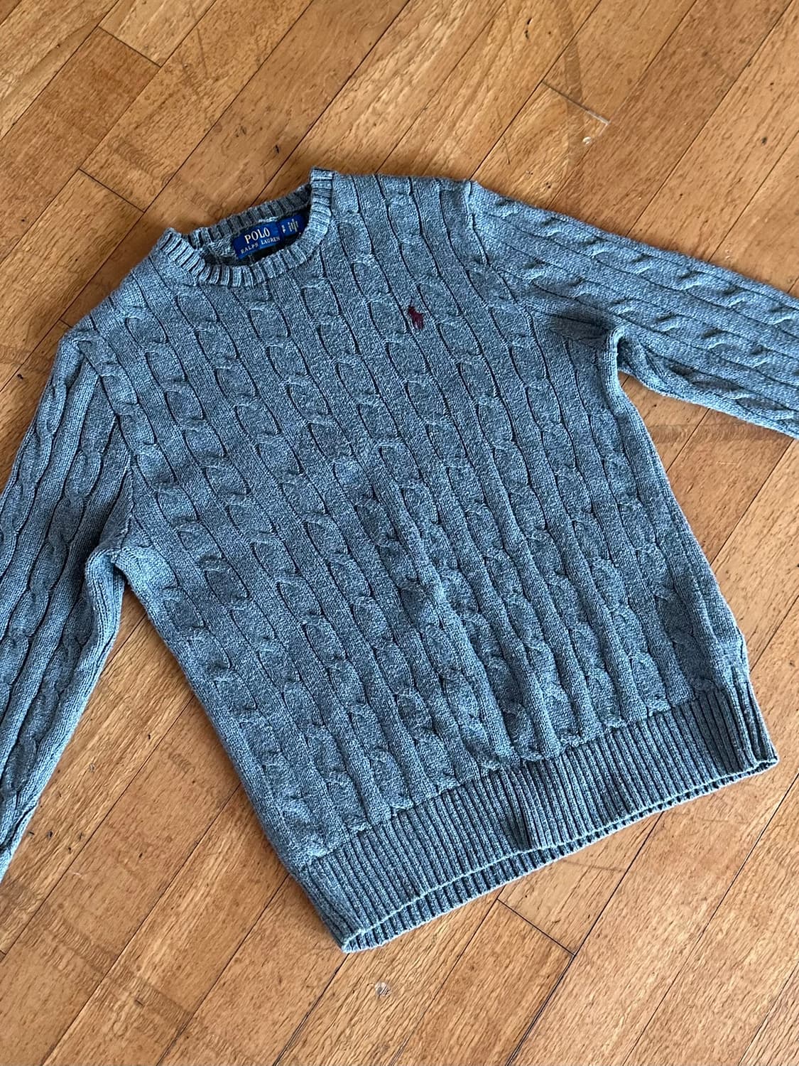 폴로 랄프로렌 케이블 니트 회색 S사이즈 상품이미지1