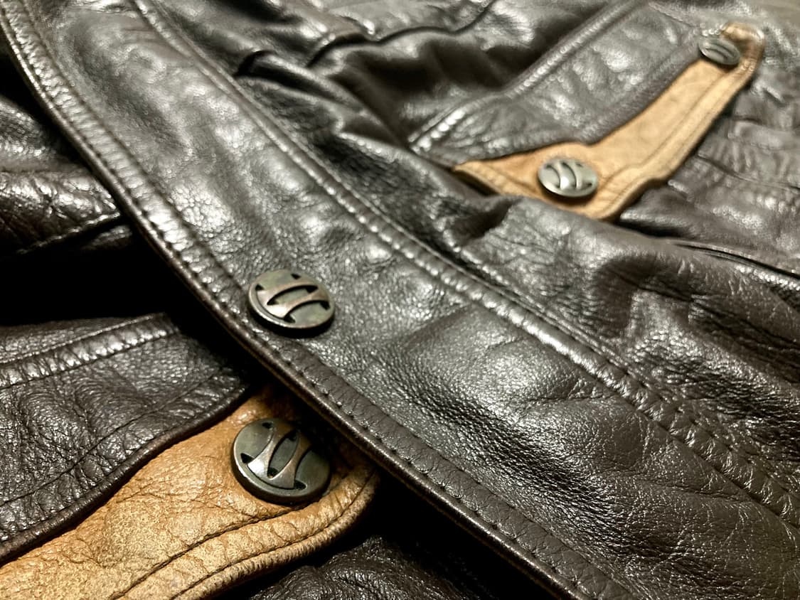 90s 올아메리칸 구스다운 소가죽 사파리 레더 자켓 105-110 상품이미지5