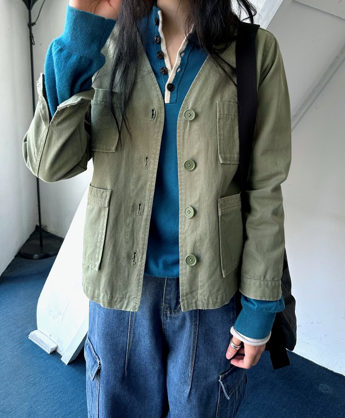 Cotton mil design nocollar shirt jacket  상품이미지6