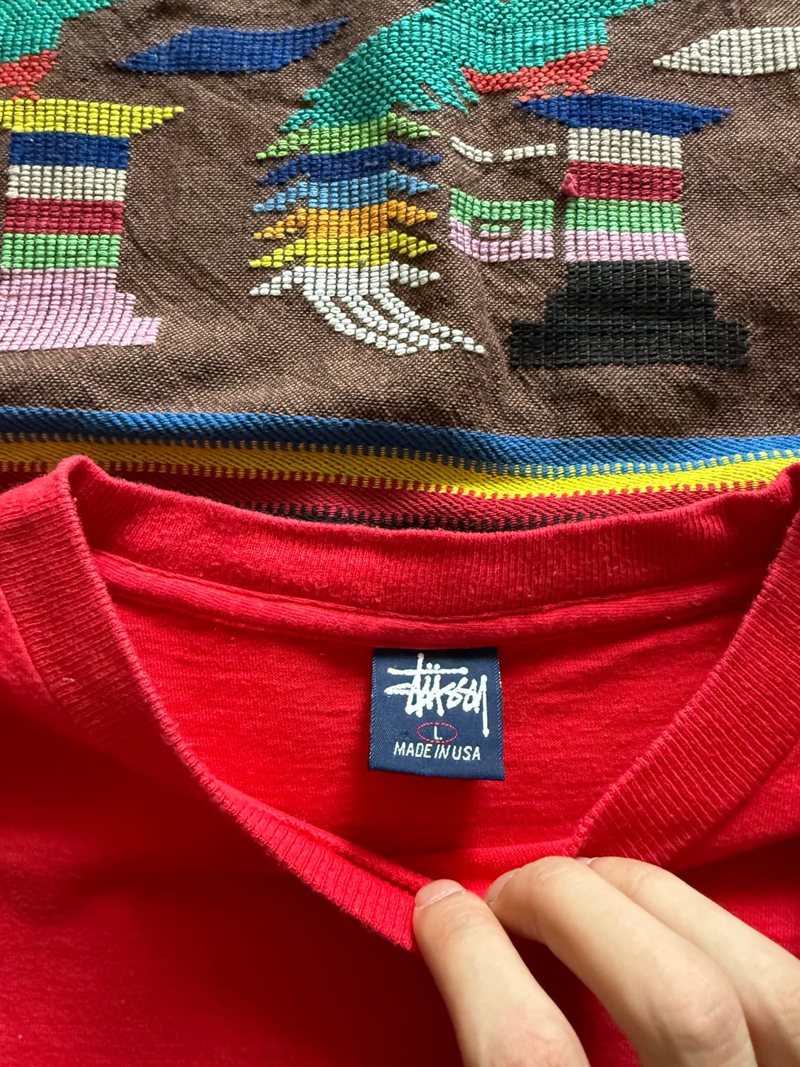 90s USA Stussy 티키 프린팅 티셔츠 상품이미지7