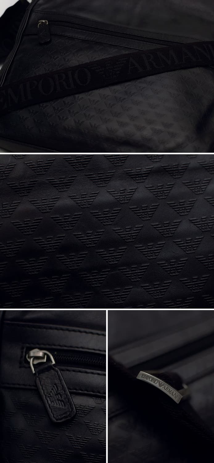 아르마니 (EA) 모노그램 비텔로 카프스킨 레더 플랩 메신저백 상품이미지9