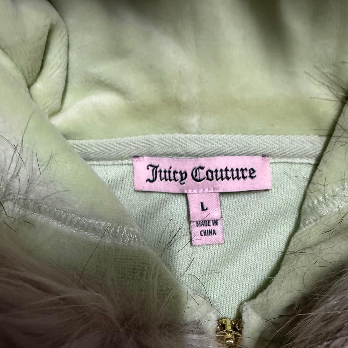 쥬시꾸뛰르 연두색 후드집업 L 상품이미지3