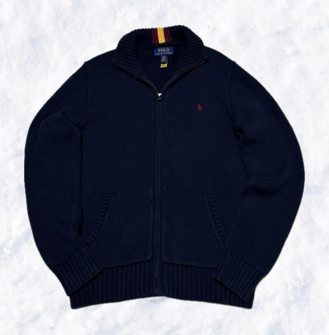 폴로 랄프로렌 딥네이비 딥레드 로고 니트 집업  상품이미지2