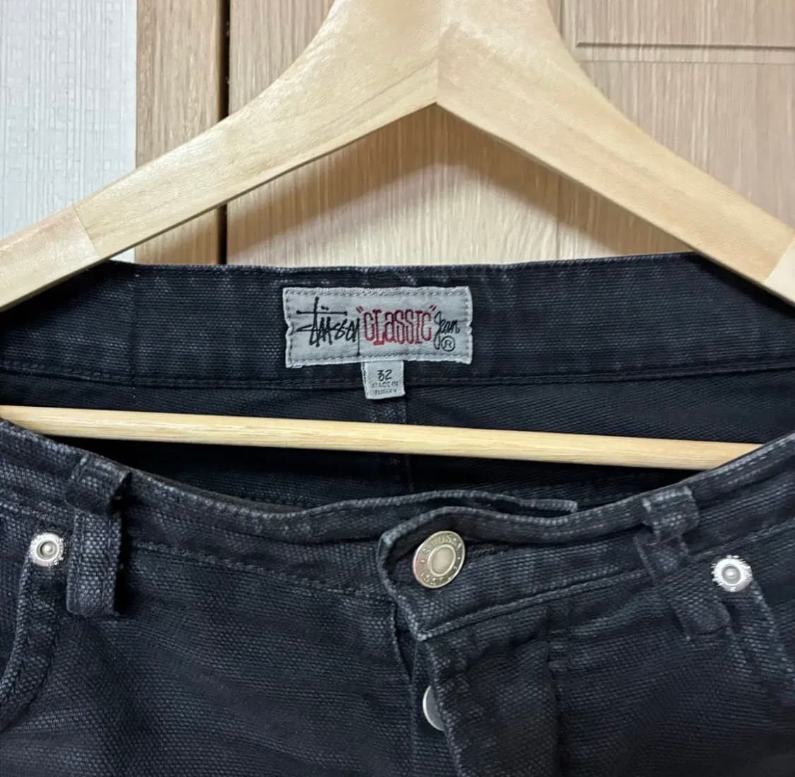 [32]스투시 클래식진 워시드 캔버스 블랙 상품이미지5