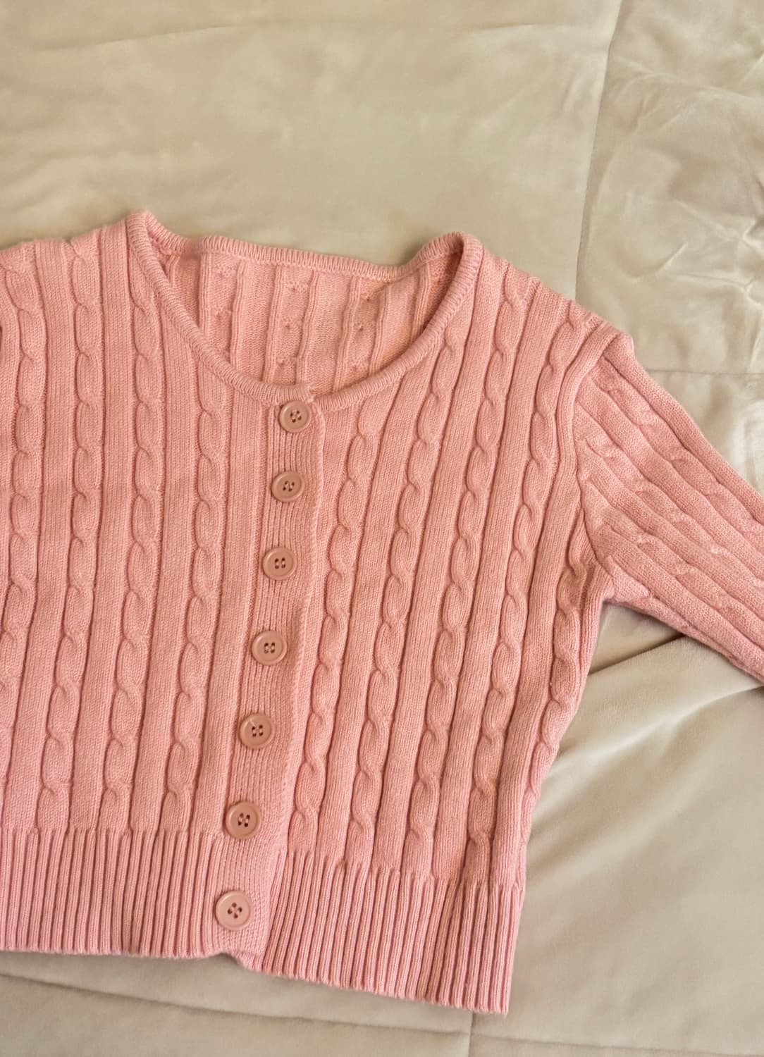 핑크 꽈배기 니트 가디건 상품이미지1