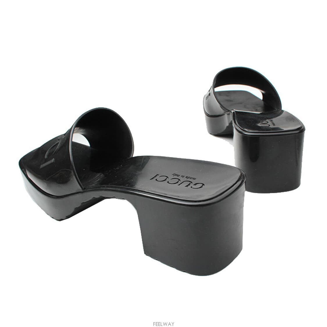 구찌 블랙 젤리 로고 청키 힐 뮬 38 상품이미지3