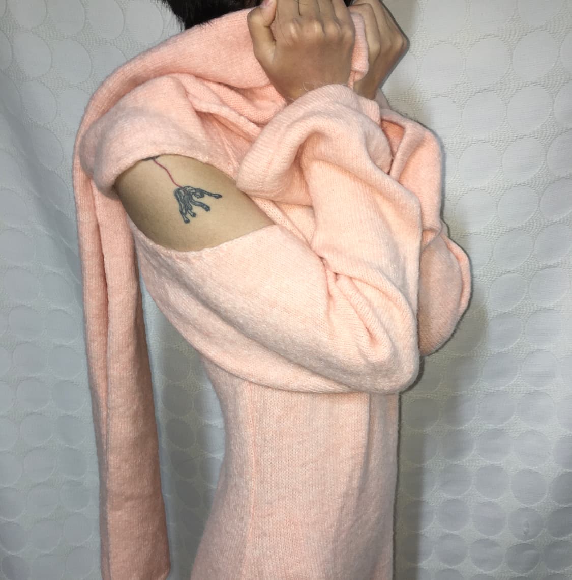 vintage 핑크 니트 머플러 원피스 상품이미지3