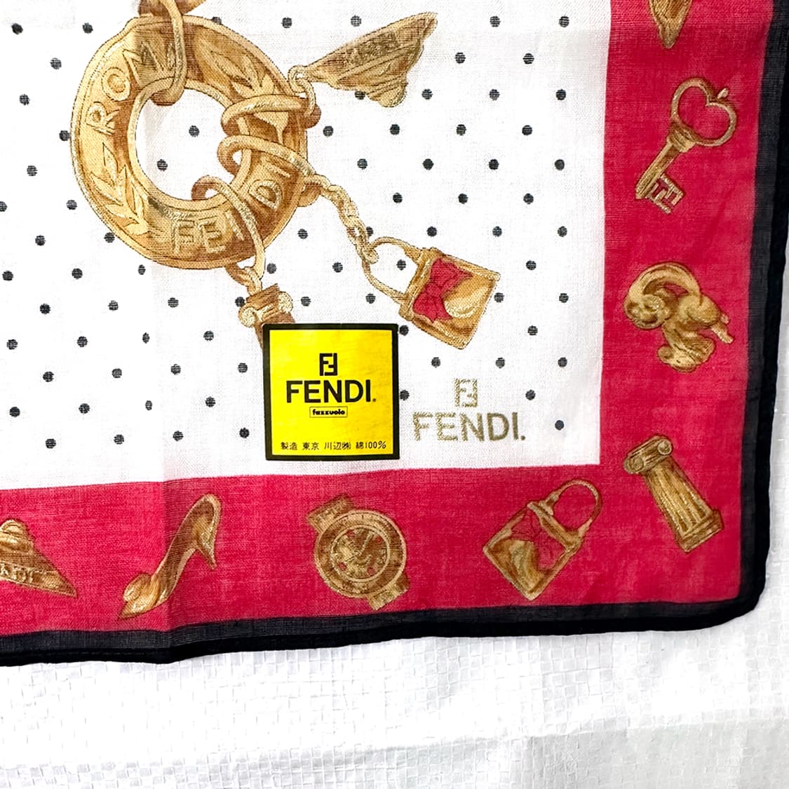 펜디 팬디 코튼 그래픽 프린팅 쁘띠 스카프 손수건 정품 새상품 상품이미지3