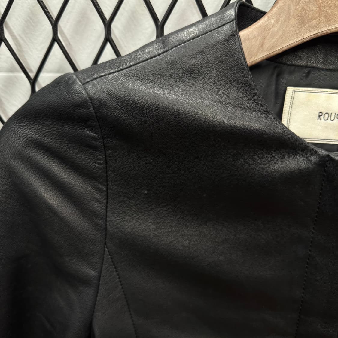 JPN VINTAGE 루즈 비프 노카라 크롭 레더 자켓 블랙 상품이미지7