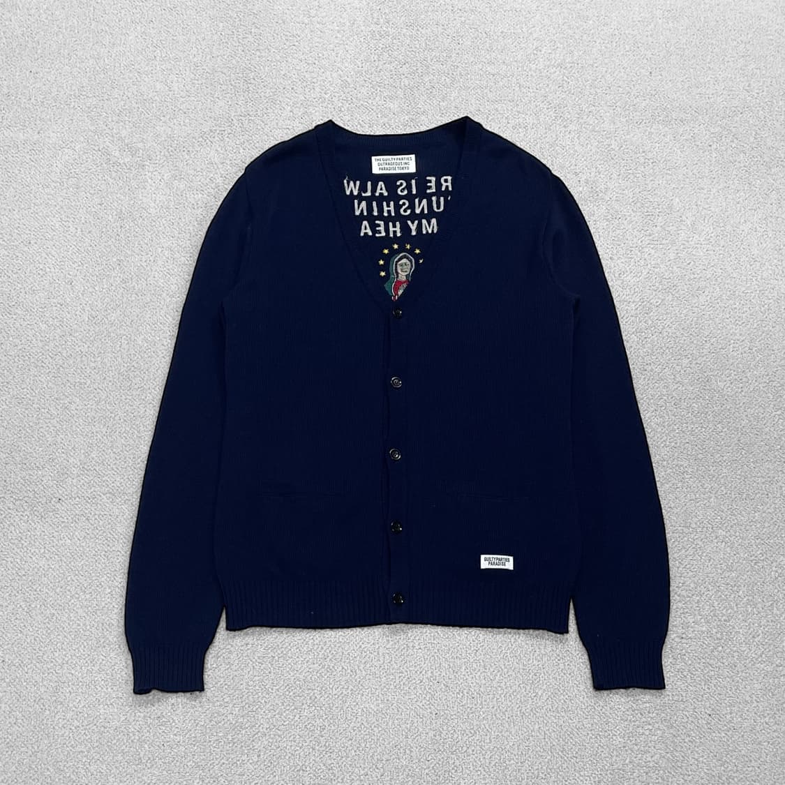 와코마리아 길티파티즈 울 브이넥 가디건 네이비 상품이미지2
