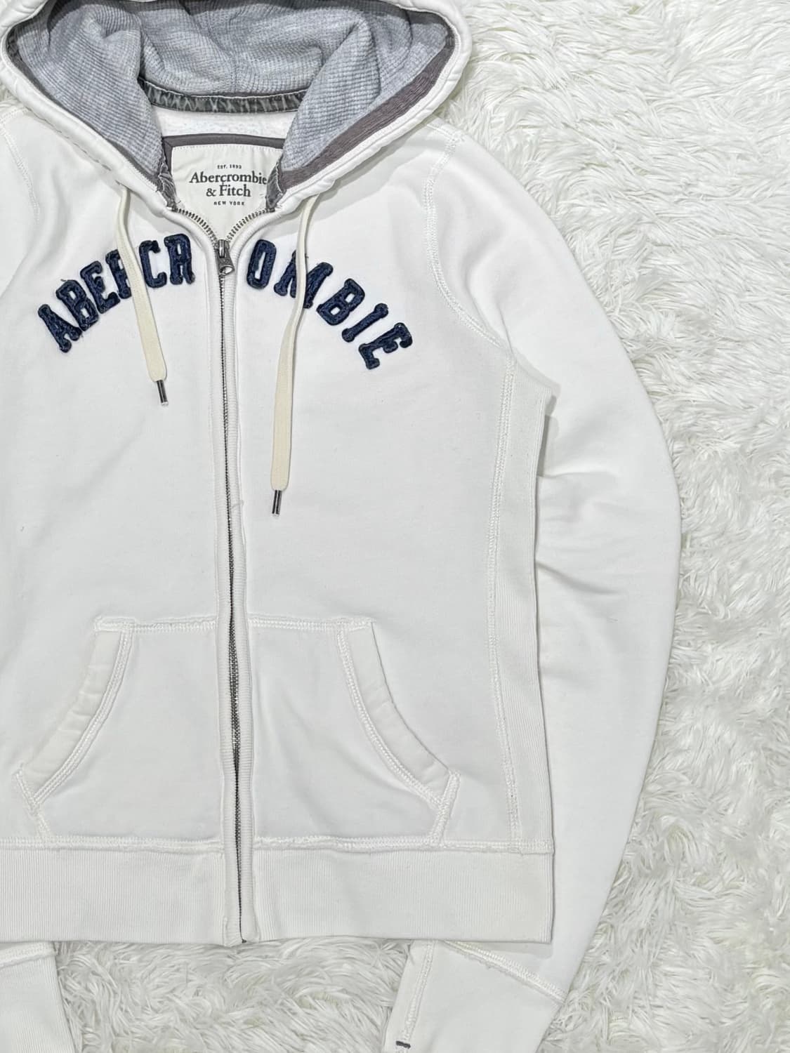 아베크롬비 화이트 빅로고 후드집업 상품이미지6
