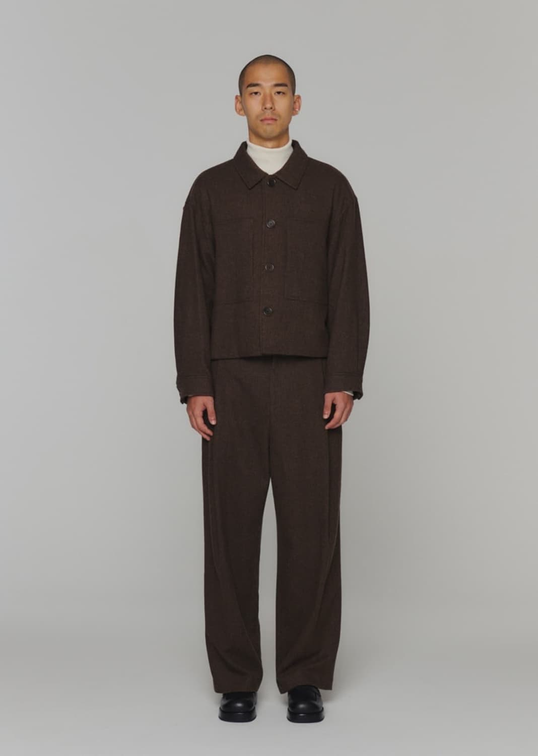 아모멘토 울 패디드 크롭 자켓 브라운 M 상품이미지9