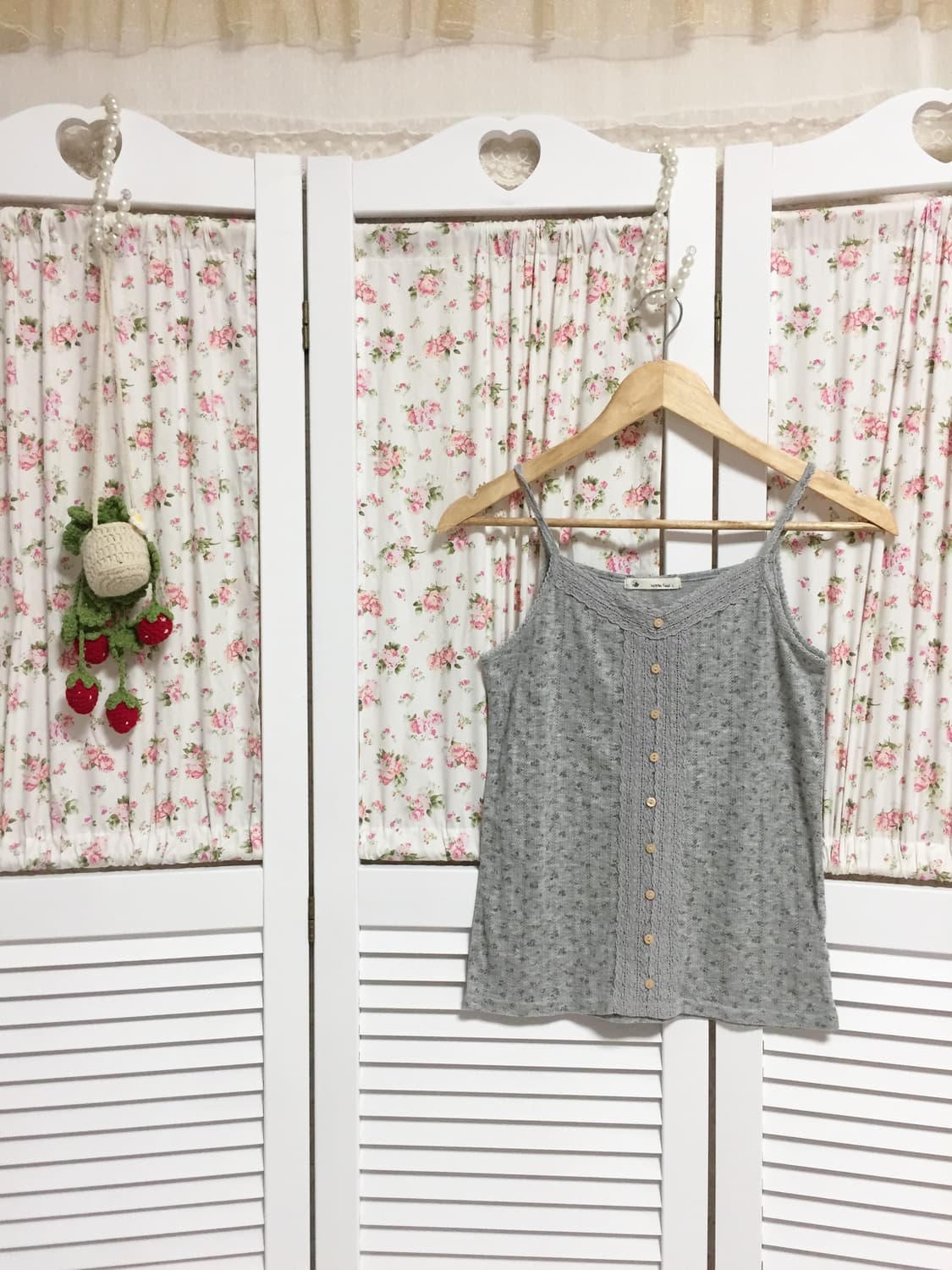 빈티지 메이플필 잔꽃 단추 슬리브리스 상품이미지1