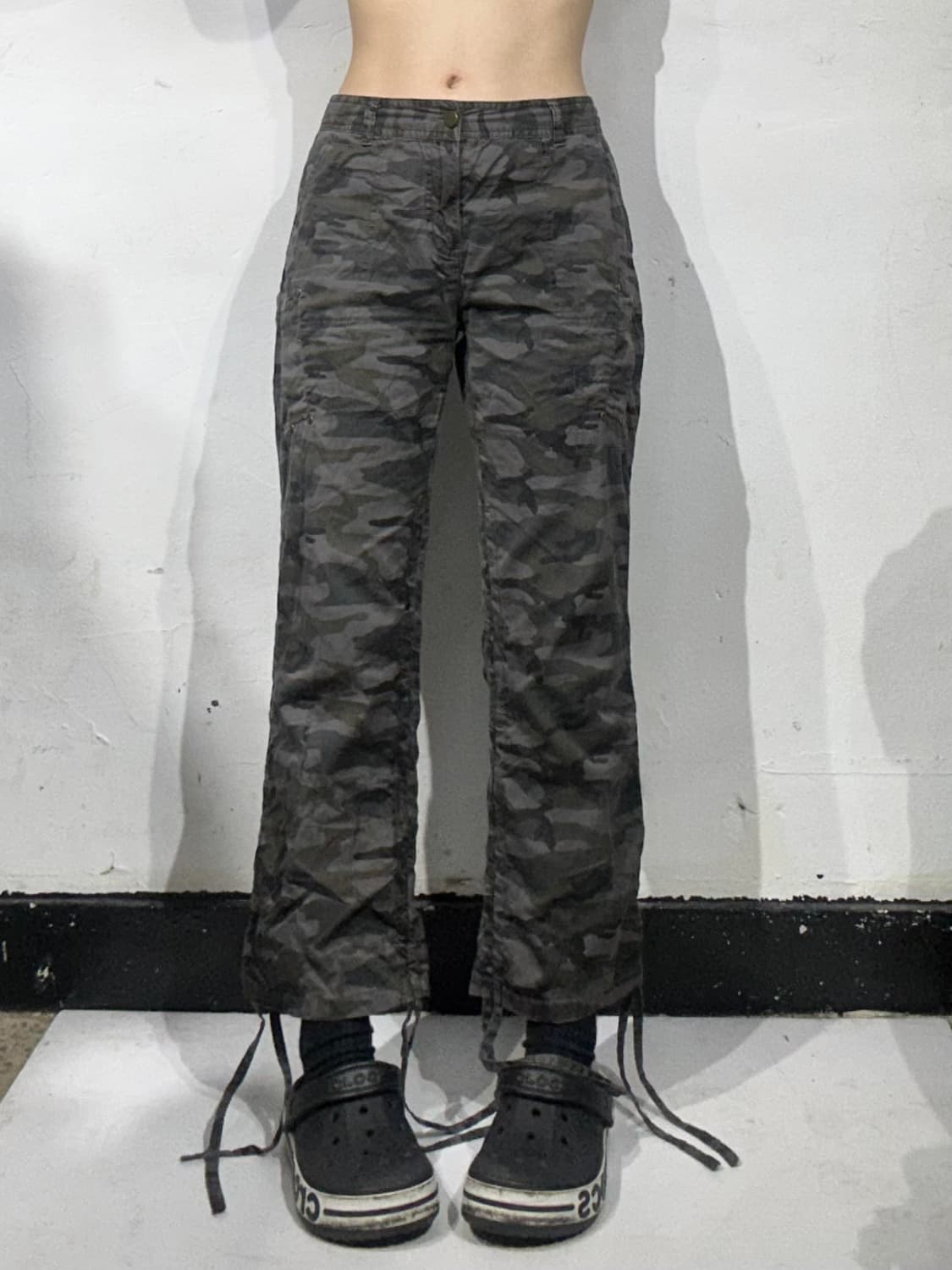 빈티지 카키 카모 와이드 카고 팬츠 상품이미지2