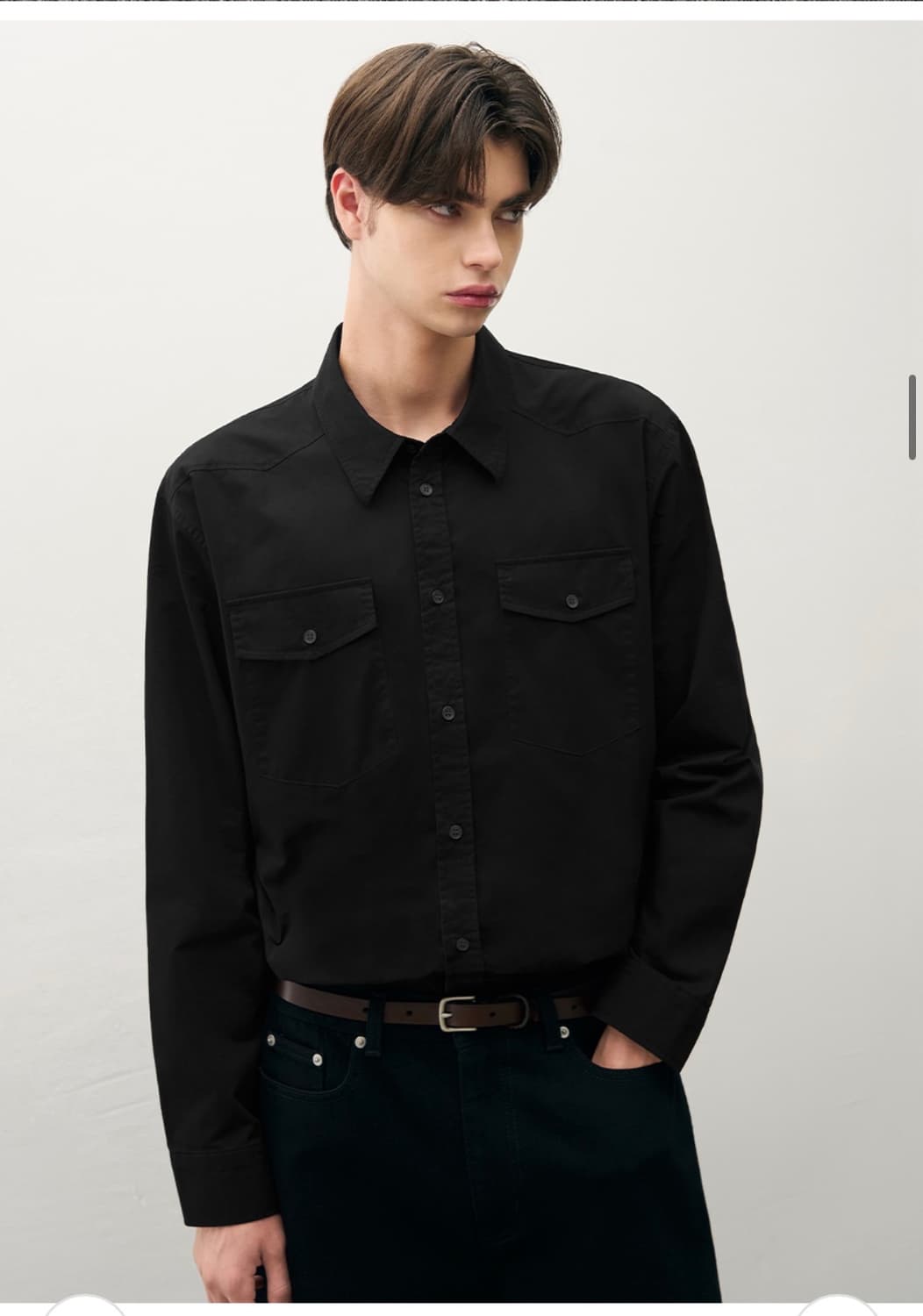 (L) 드로우핏 워시드 코튼 웨스턴 셔츠 [BLACK] 판매 상품이미지5