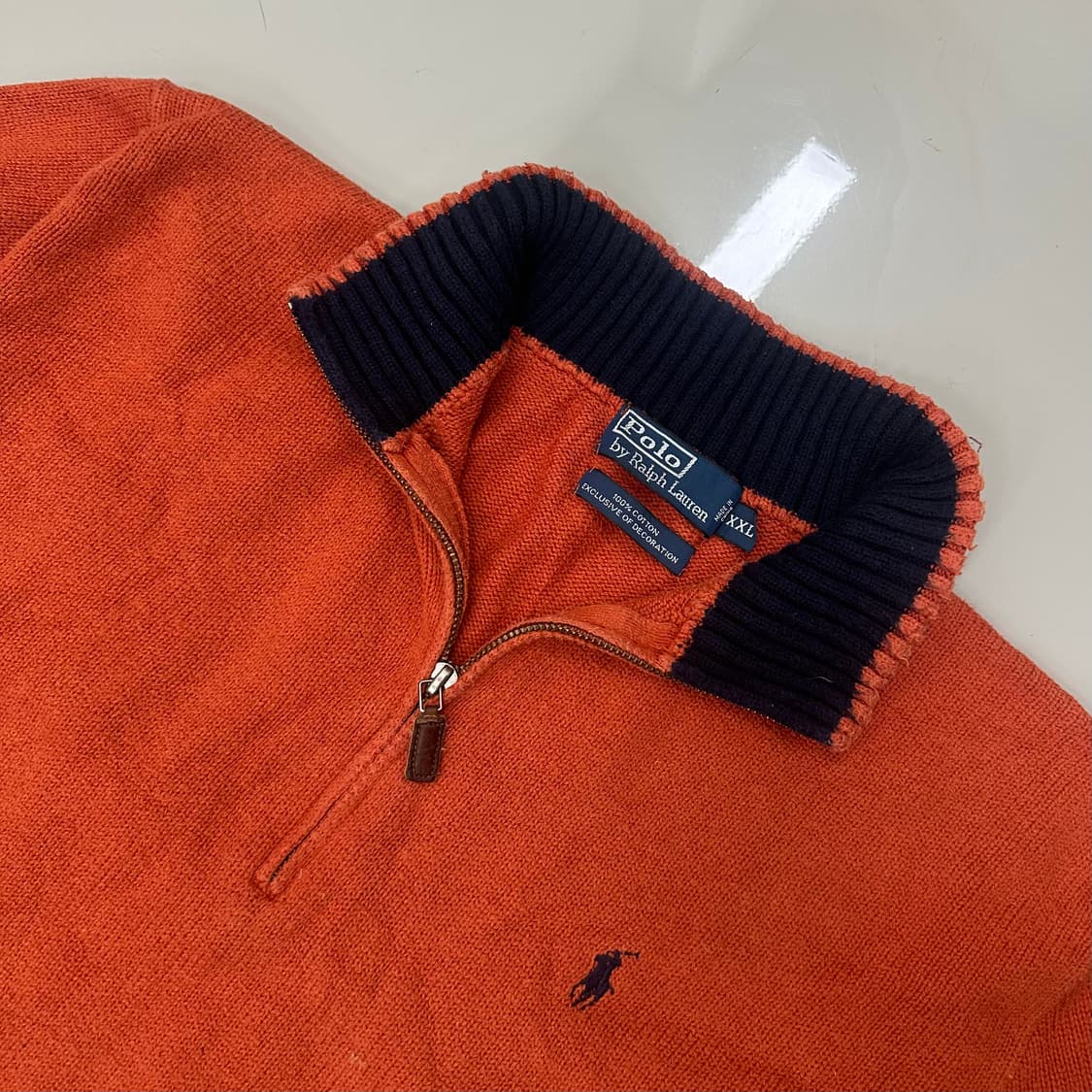 00s 폴로랄프로렌 오렌지 코튼 하프집업 니트 상품이미지2