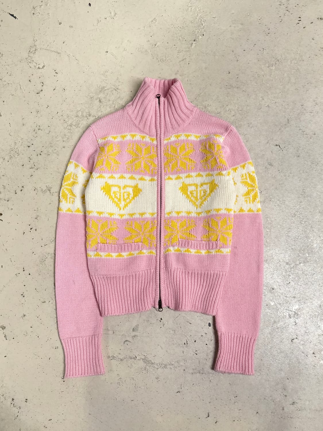 Roxy snow pattern high neck knit zip-up 상품이미지5