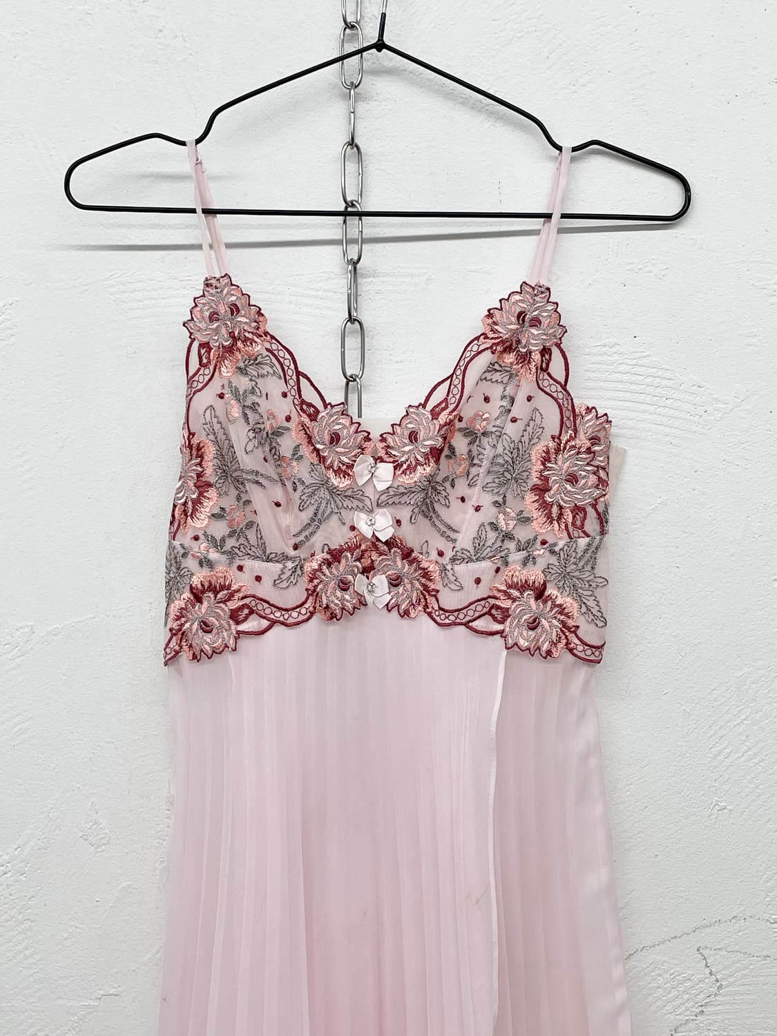 핑크 자수 플리츠 슬립 상품이미지5