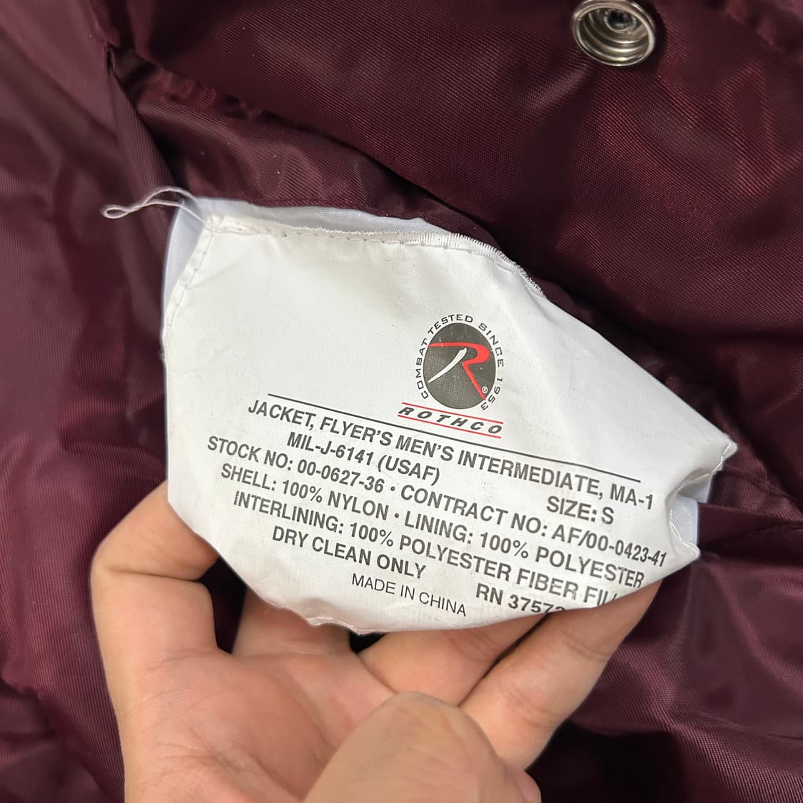 (S) 로스코 버건디 MA-1 항공 점퍼 상품이미지6