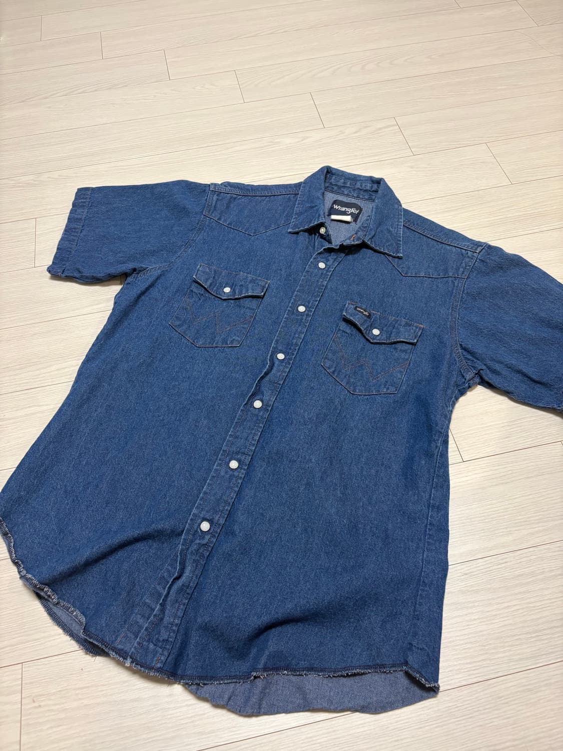 빈티지 wrangler 랭글러 웨스턴 데님반팔 셔츠 L(105) 상품이미지1