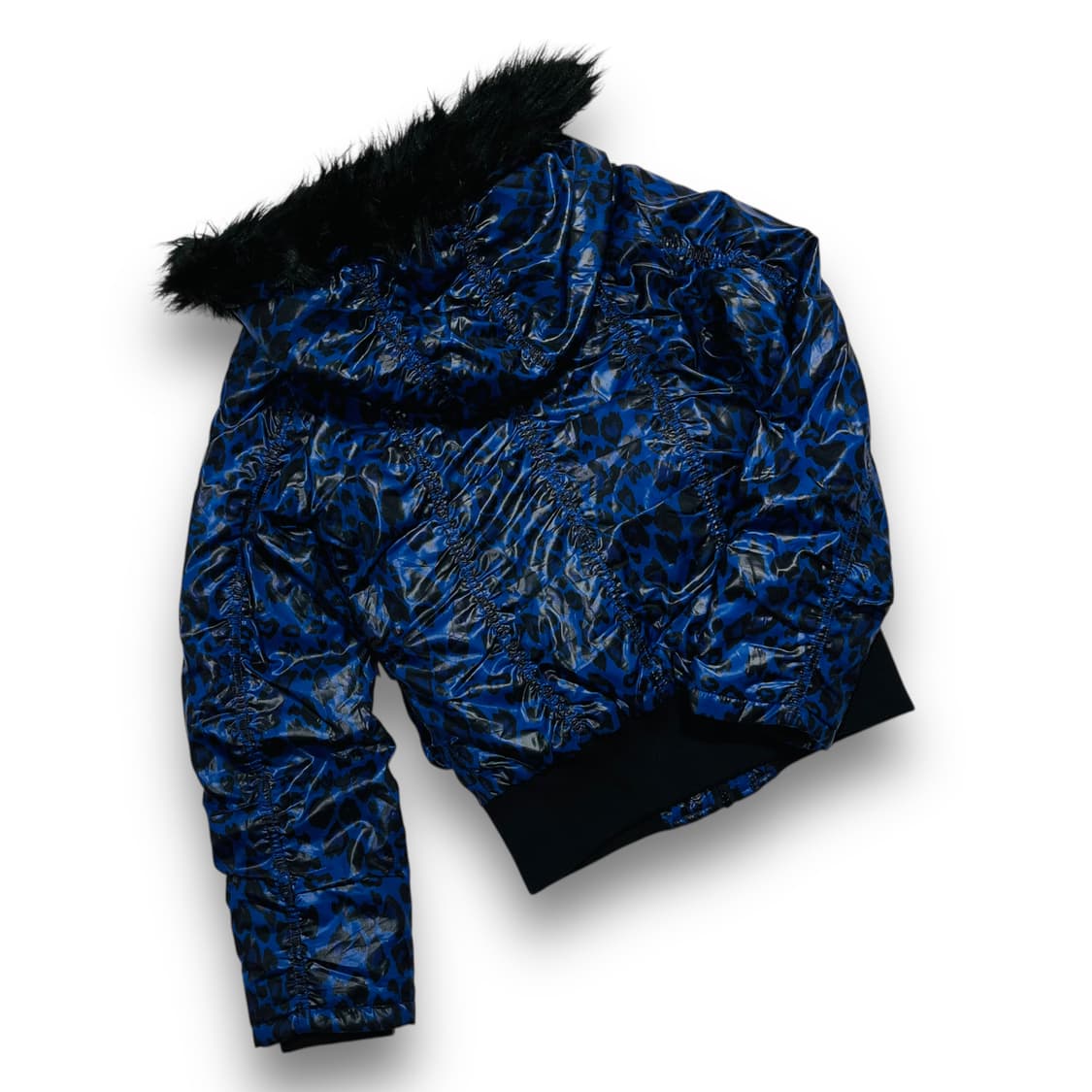 펑크 Grazie y2k 아티 블루 레오파드 후디 패딩 자켓 상품이미지5