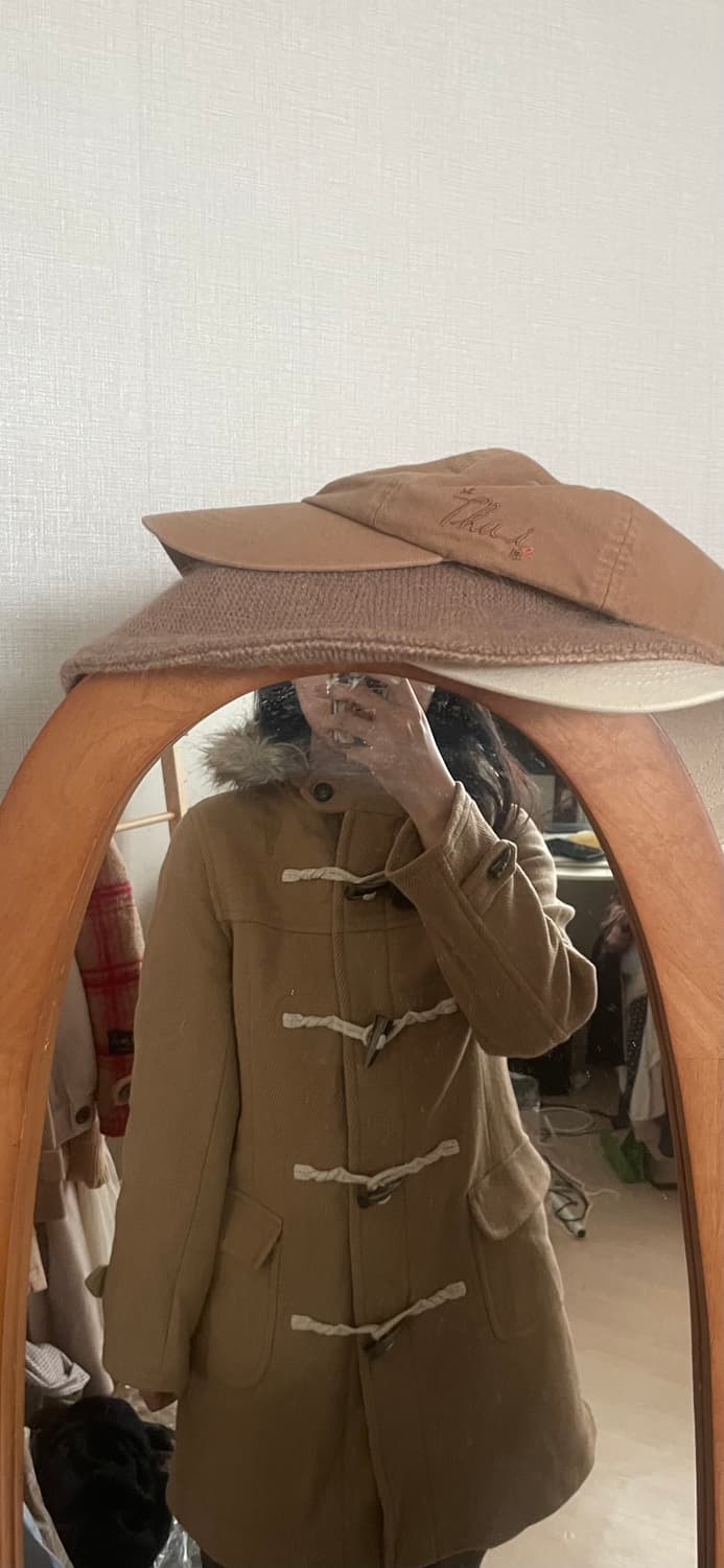 모리걸 빈티지 베이지 후드 퍼 떡코🤎 상품이미지8