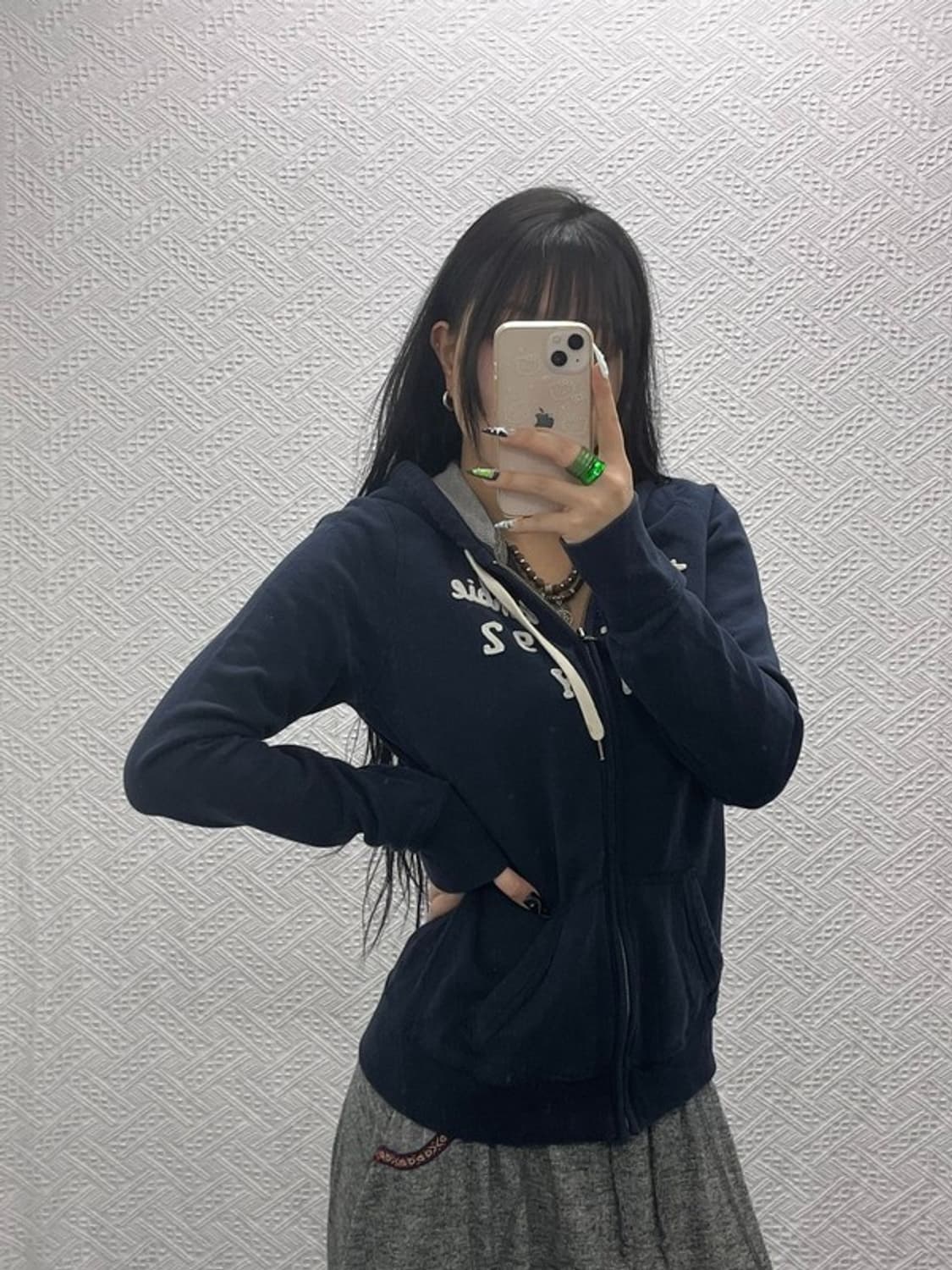 아베크롬비 Y2K 00's 슬립핏 약기모 후드집업 L C08535 상품이미지1