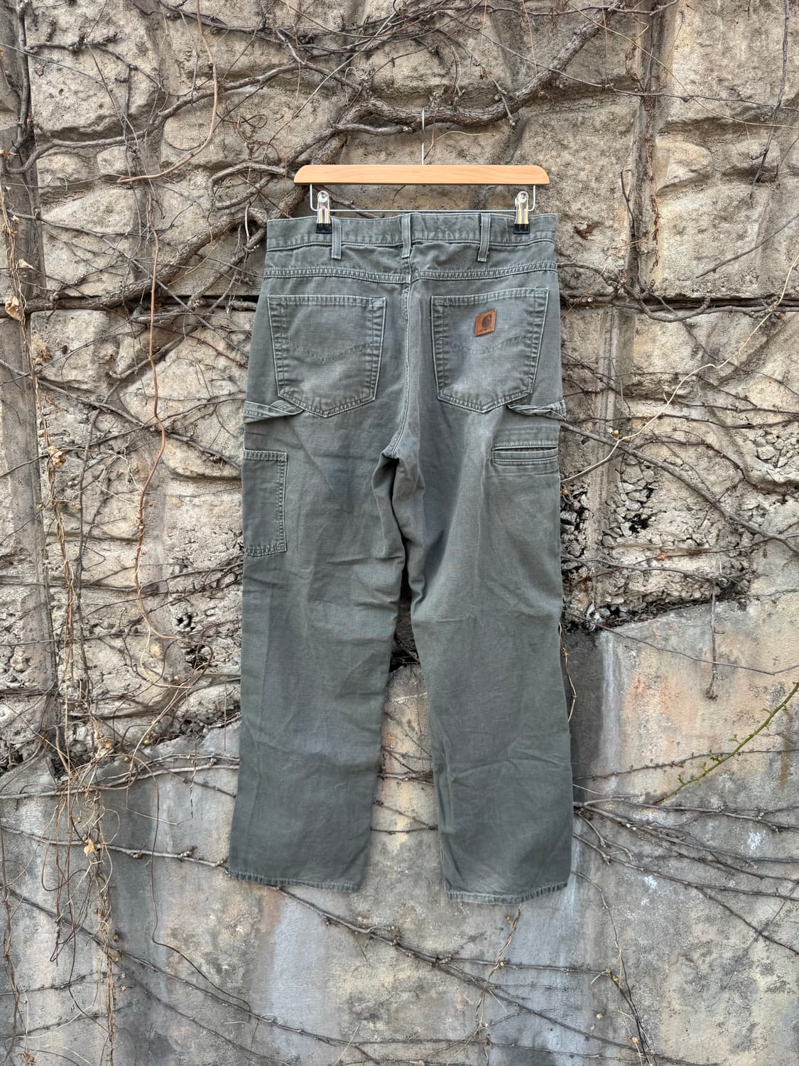 칼하트 빈티지 b159 다크 모스그린 카펜터 싱글니 워크 팬츠 상품이미지2