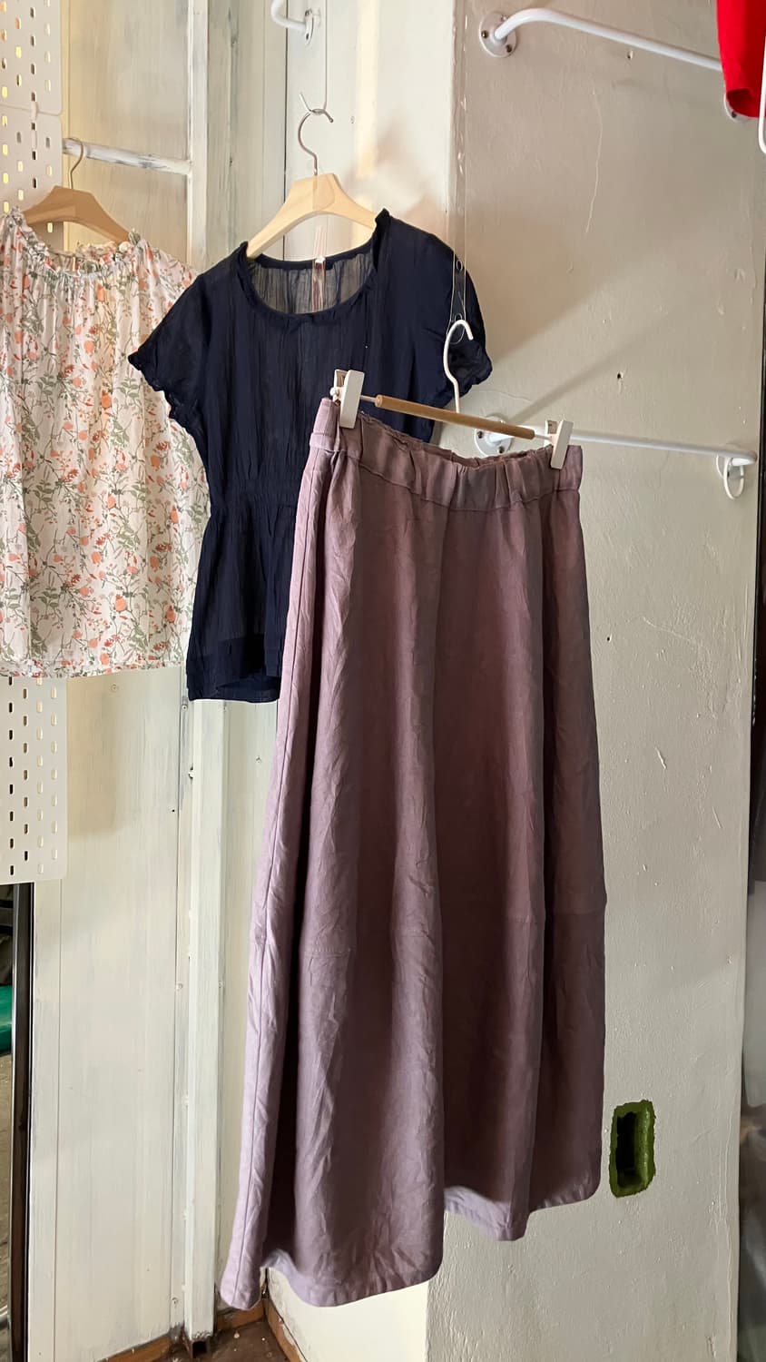 연보라 린넨 스커트 상품이미지1