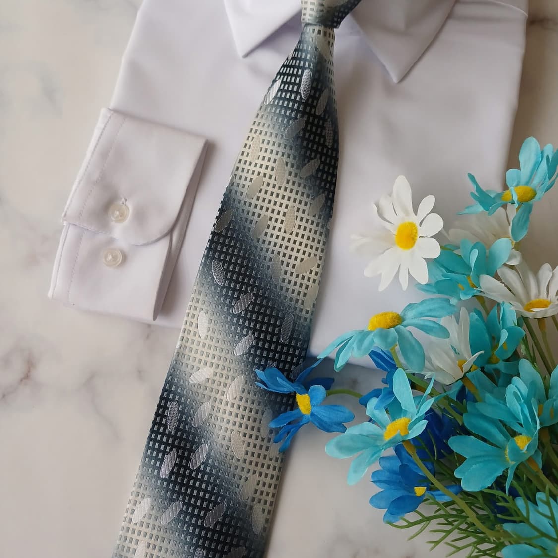 MCM 실크 네이비 패턴 넥타이 9.1cm A+등급 A19265 상품이미지7