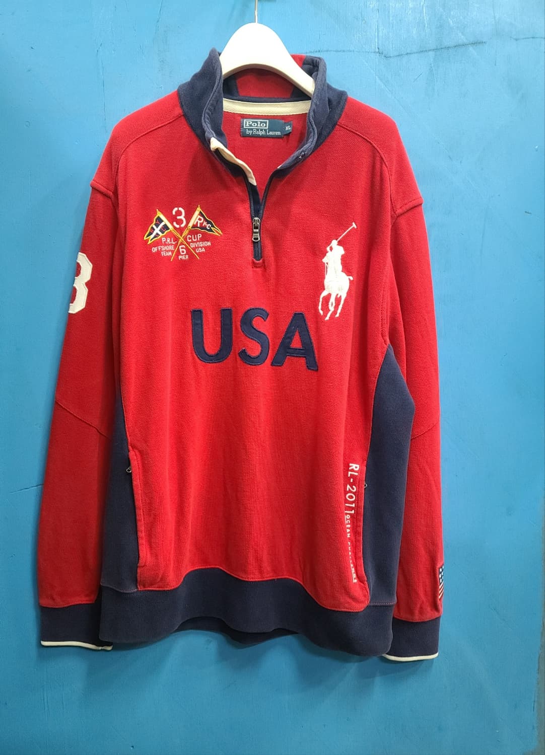 성조기 폴로 빅포니 USA 레이싱  반집업 상품이미지3