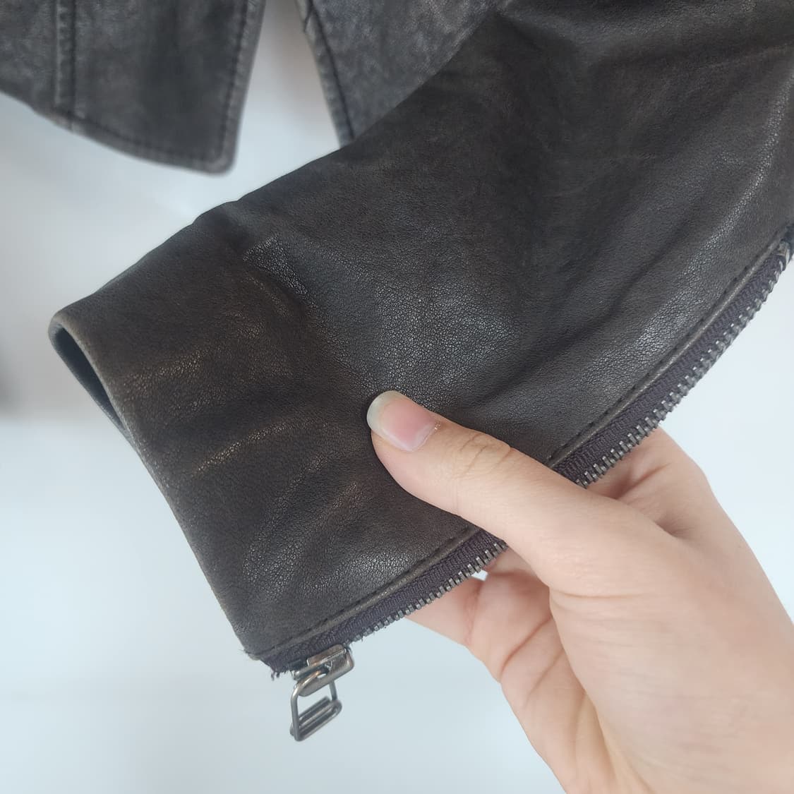 지컷 가죽 라이더 자켓 블랙 상품이미지4